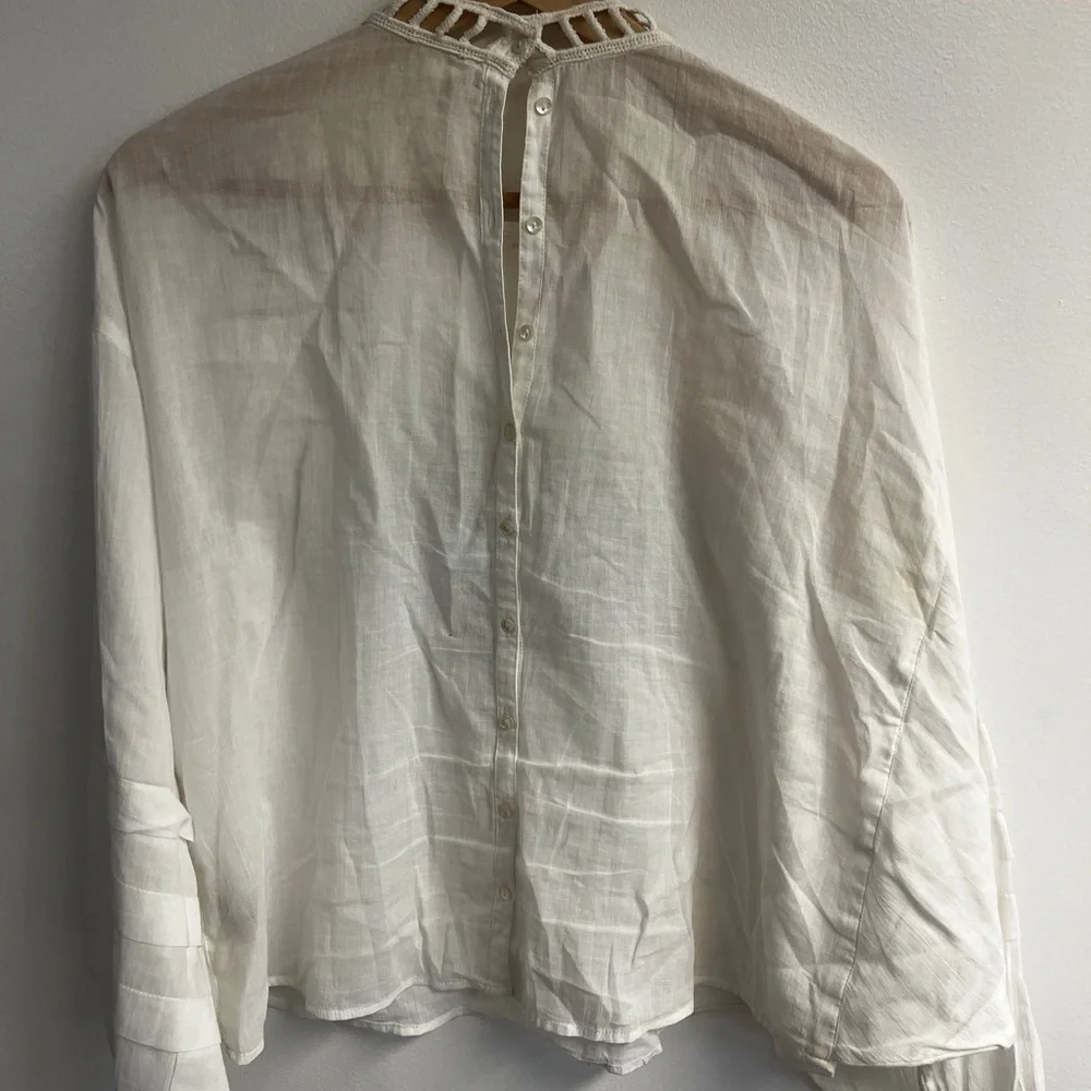 Free people white 100% cotton embellished heart top with batwing sleeves size s - Picture 6 of 6